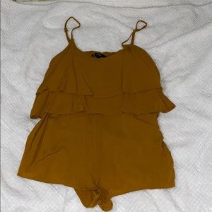 Mustard ruffle romper